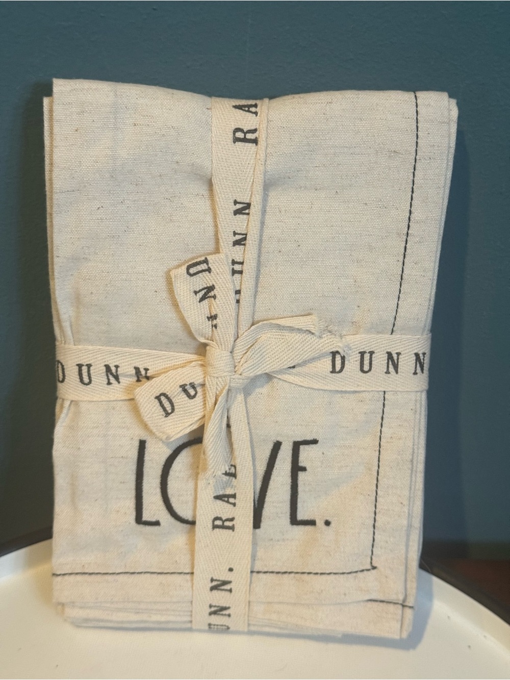 NWT Rae Dunn “Love” napkins - cream with black